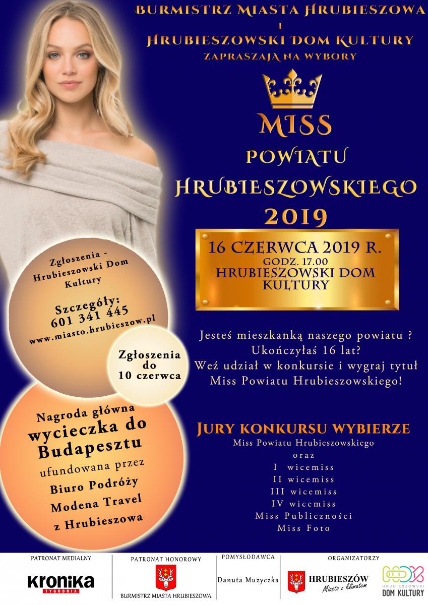 Zapraszamy do udziału w konkursie Miss Powiatu Hrubieszowskiego 2019 